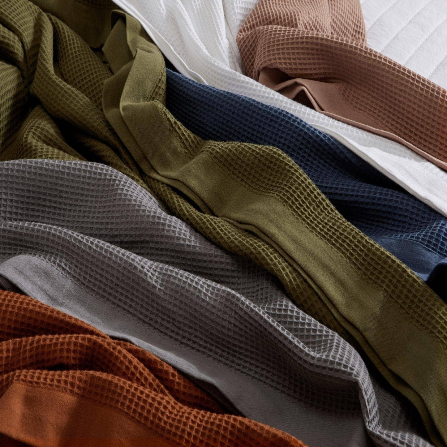 100% Cotton Small Waffle Weave Blanket - Hazel Collection