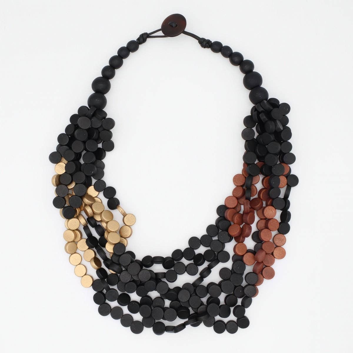Midnight Mosaic Wooden Statement Necklace