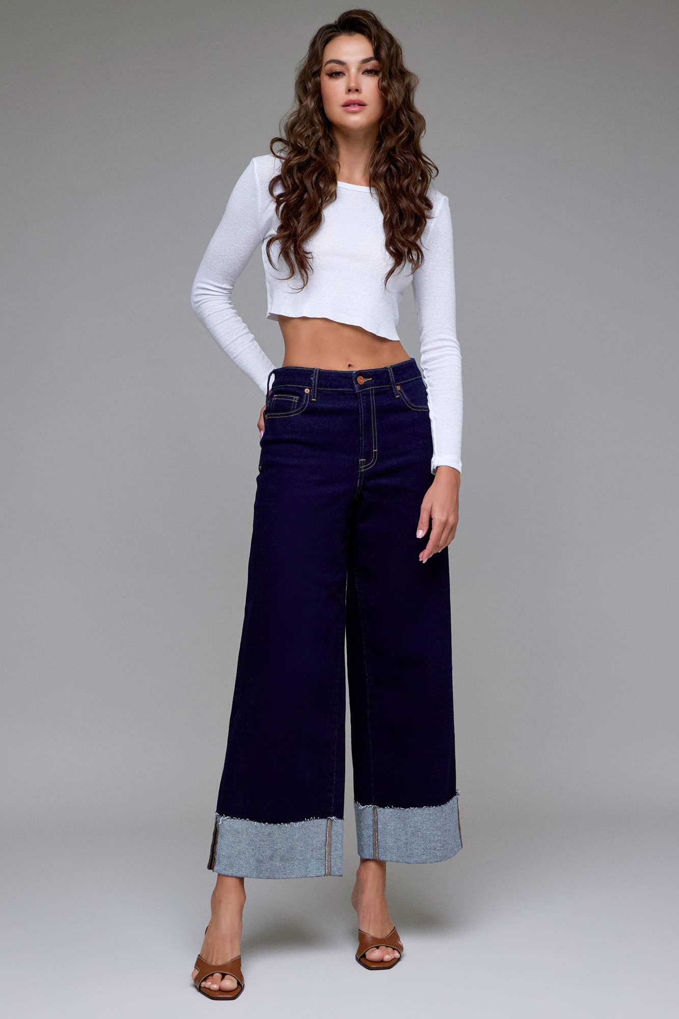Rinse Wash Cuffed 28" Inseam Wide leg