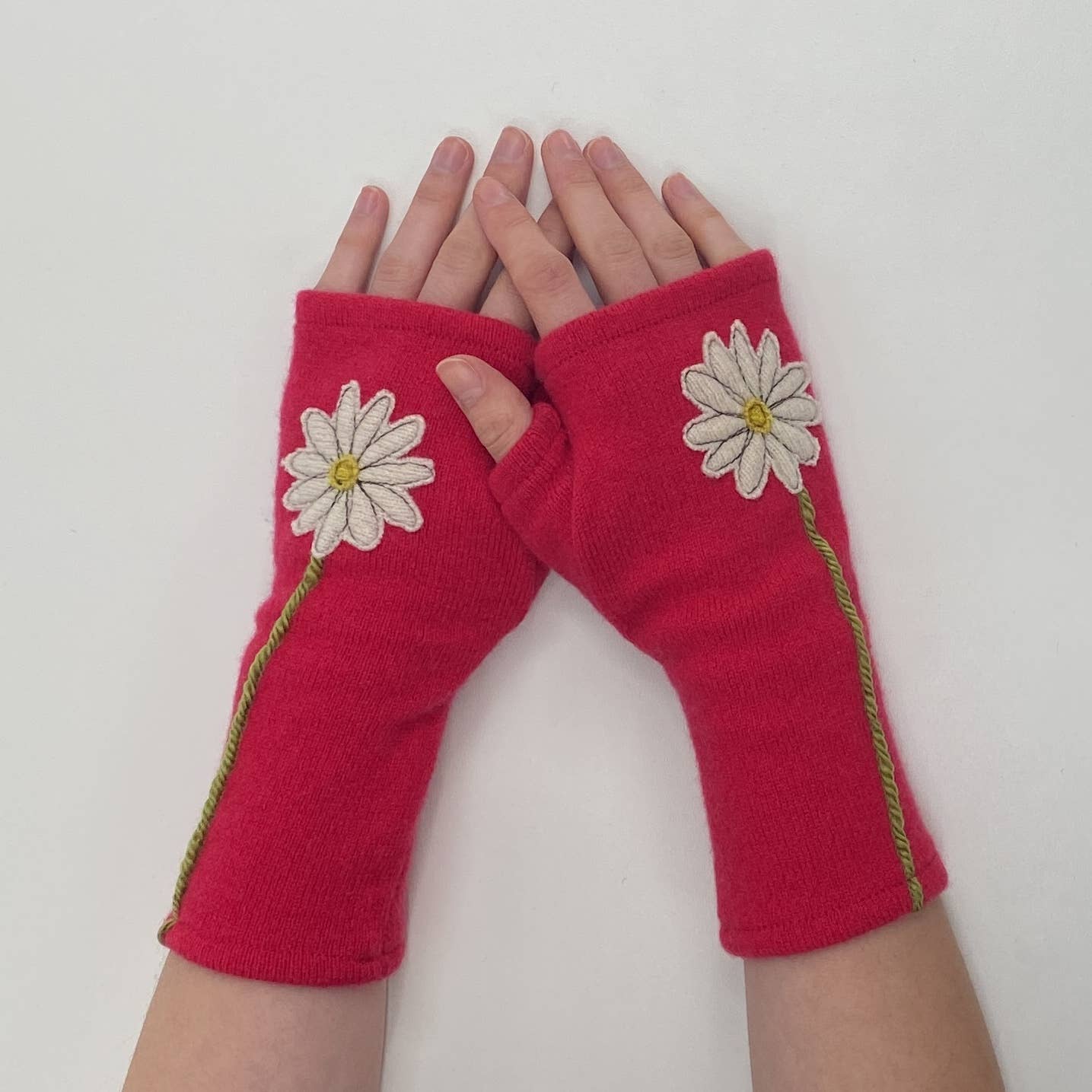 Fingerless Cashmere Gloves-Daisy