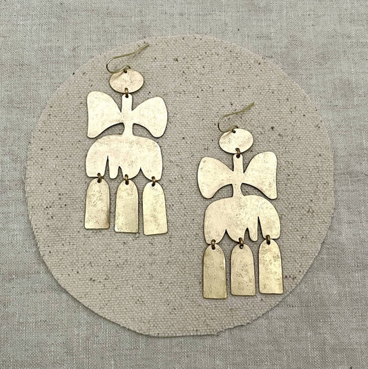Brass Earrings, Bohemian Contemporary Handmade Jewelry