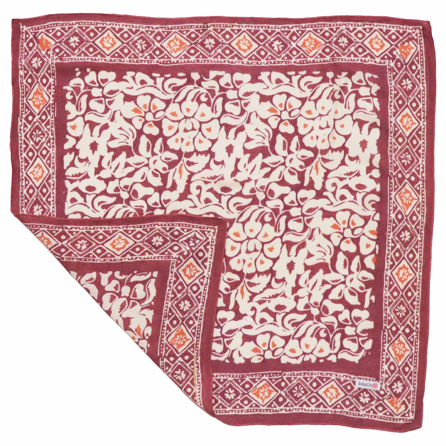 Hand Dyed Batik Bandana, Plum Haze, Floral, Purple, Scarf, 100% Cotton