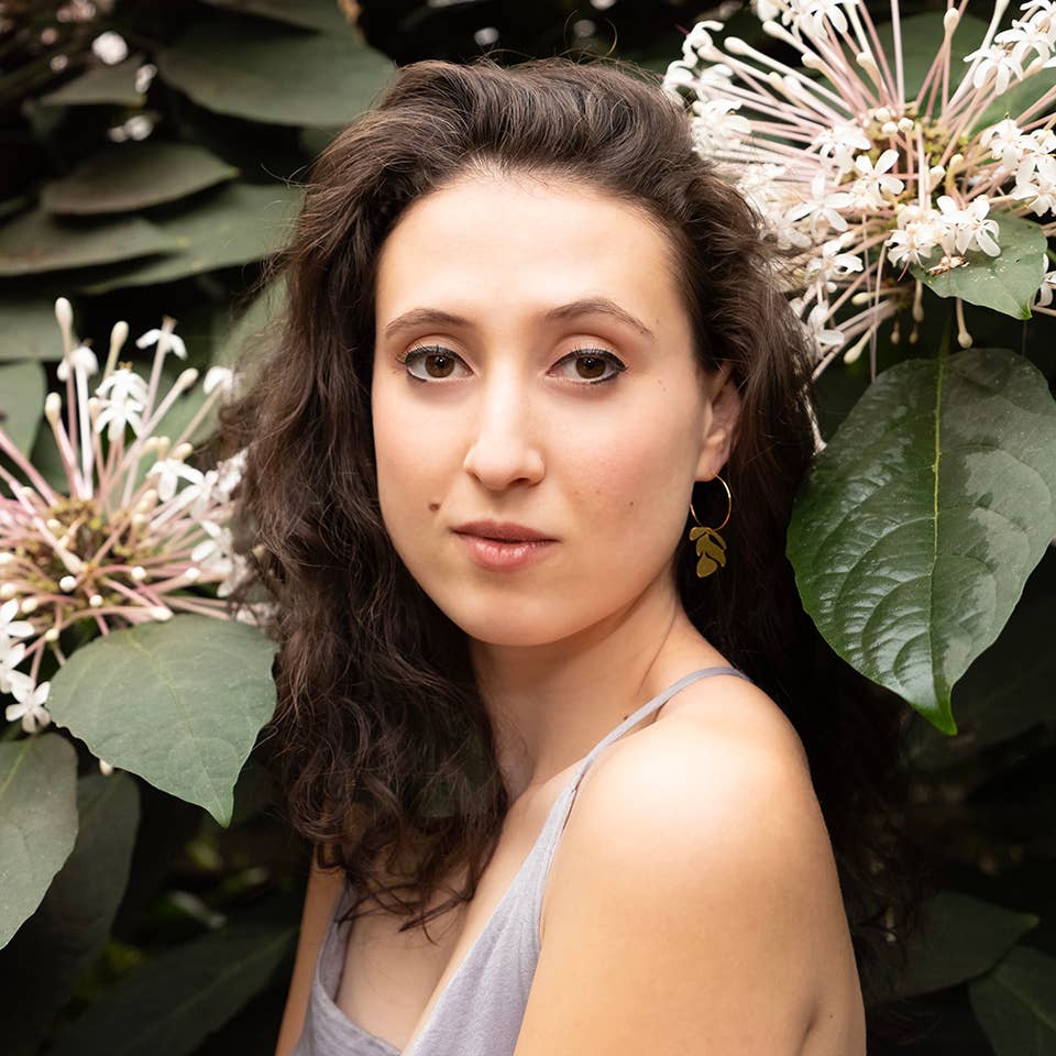 Brass Flower Hoop Earrings