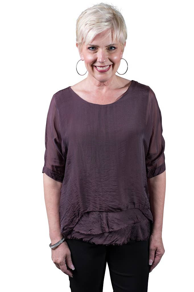 Adriana Silk Double Raw Edge Top (BQ209)