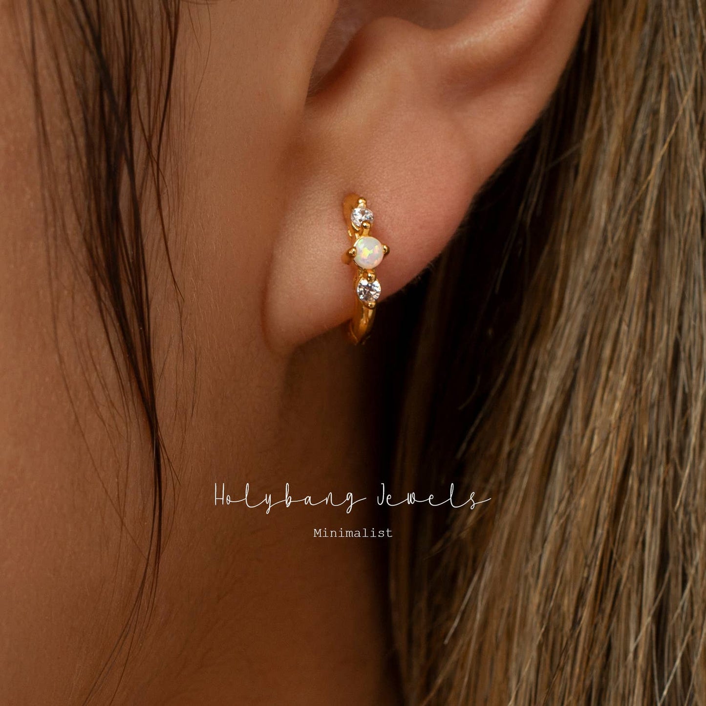 OPAL HUGGIE EARRINGS - E-H1252