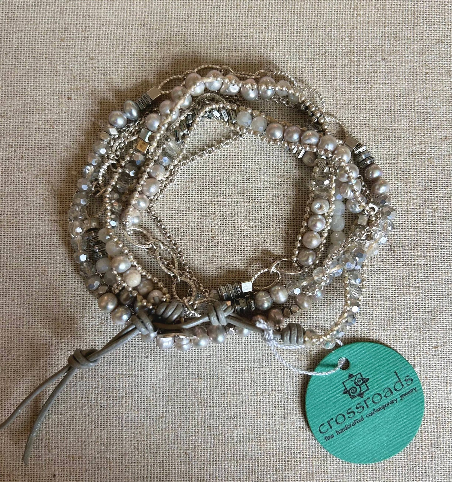 Pearl, Chain, and Crystal Necklace Wrap Bracelet