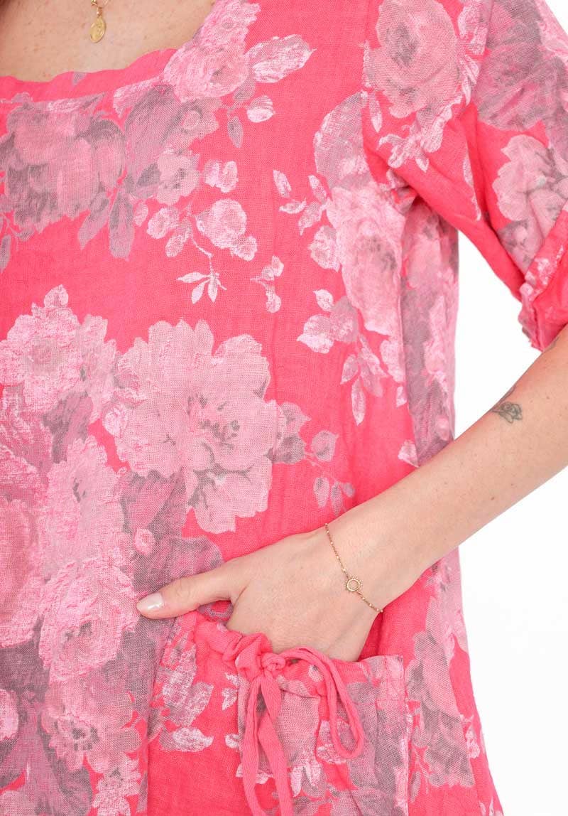 7697 LINEN DRESS, FLORAL SPRING SUMMER CLOTHING