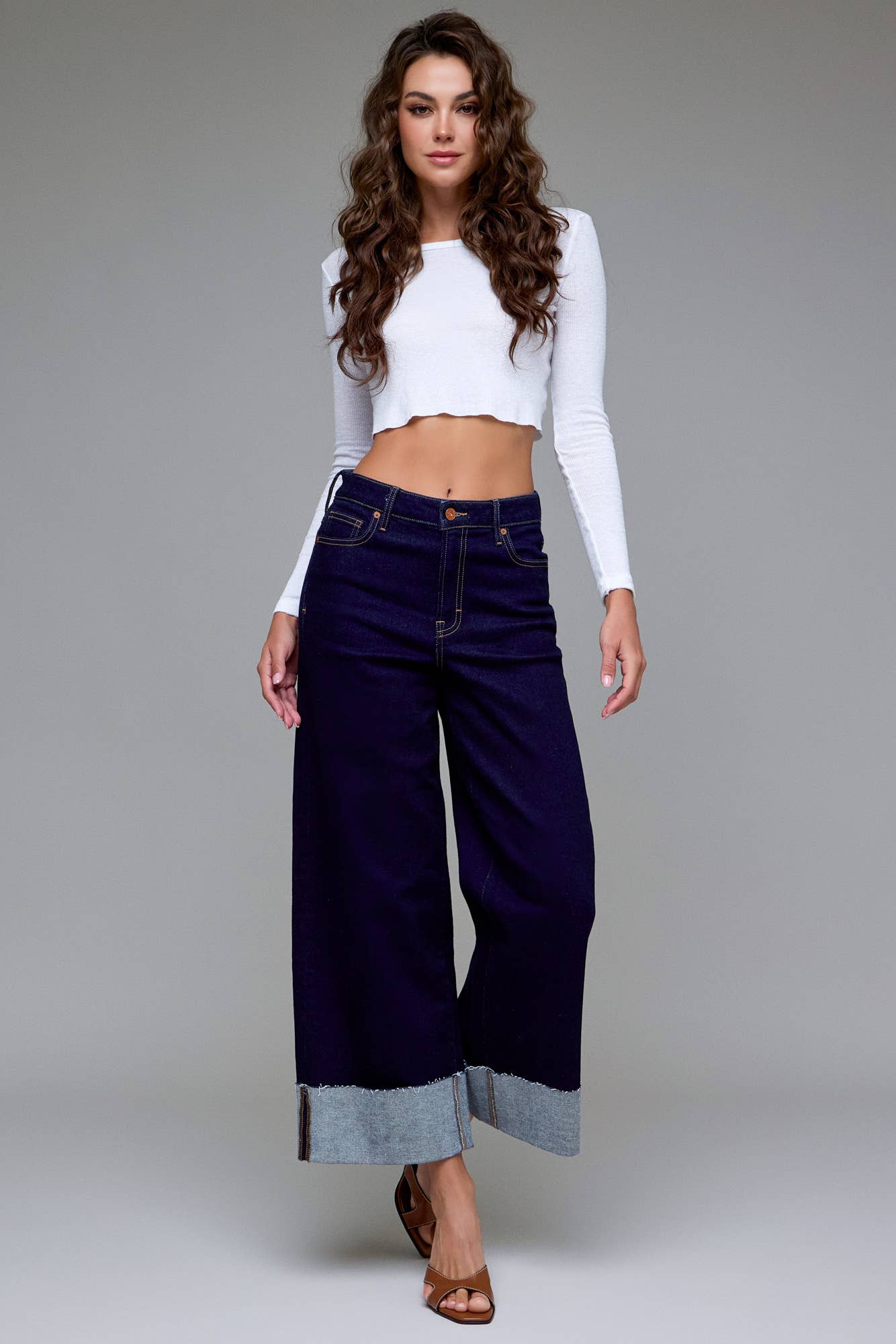 Rinse Wash Cuffed 28" Inseam Wide leg