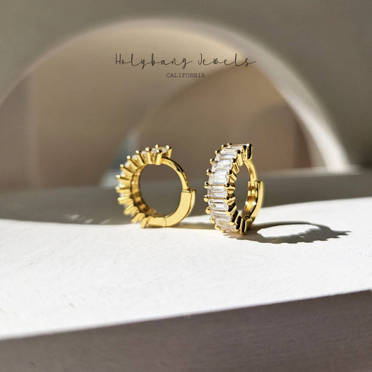 BAGUETTE HUGGIE EARRINGS - E-H1414 / E-HT1189 / E-H1190