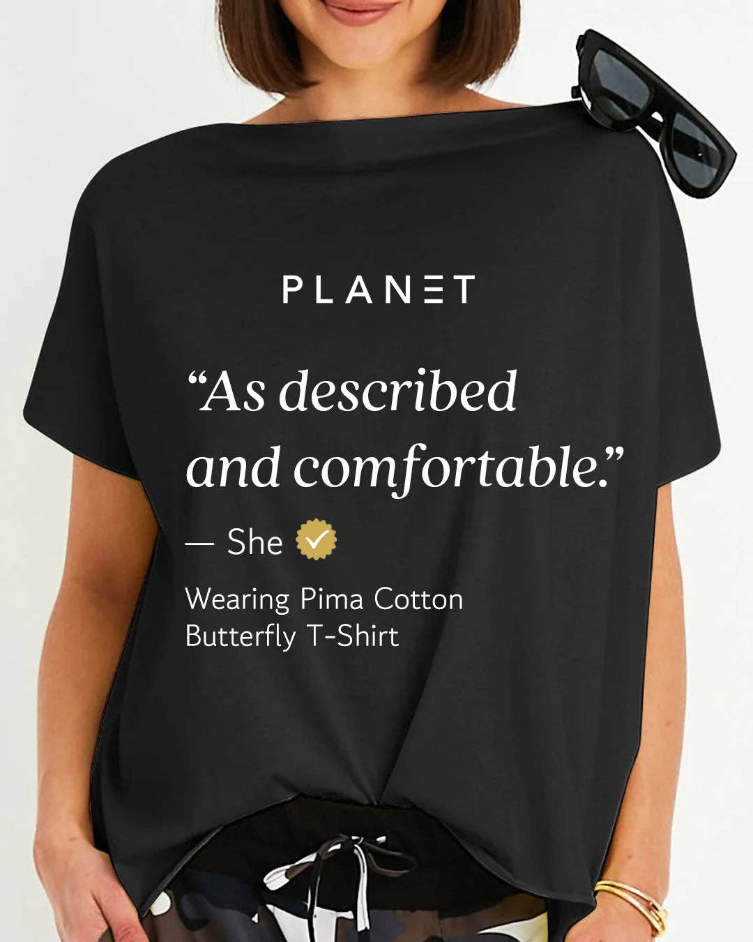 Pima Cotton Butterfly T-Shirt - Black