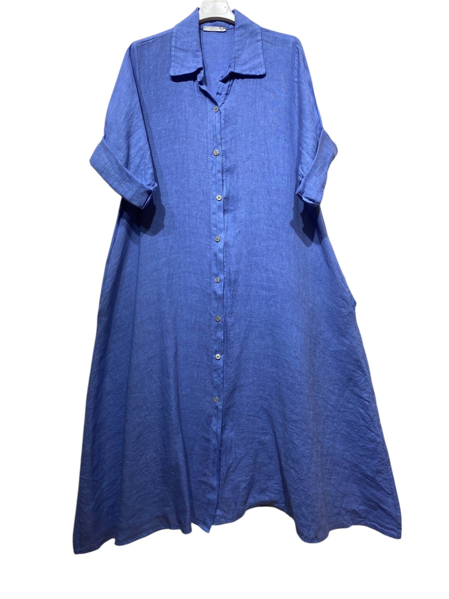 LONG LINEN DRESS WITH POCKETS