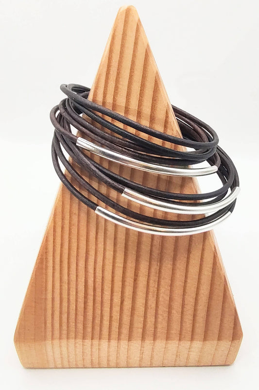 Distressed Dark Brown Original Leather Wrap Bracelets