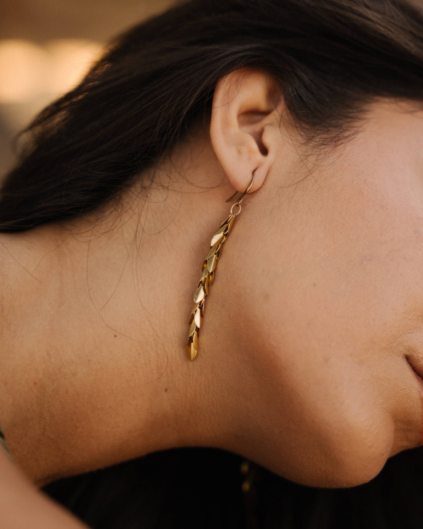 Garland Leaf Chain Long Earring