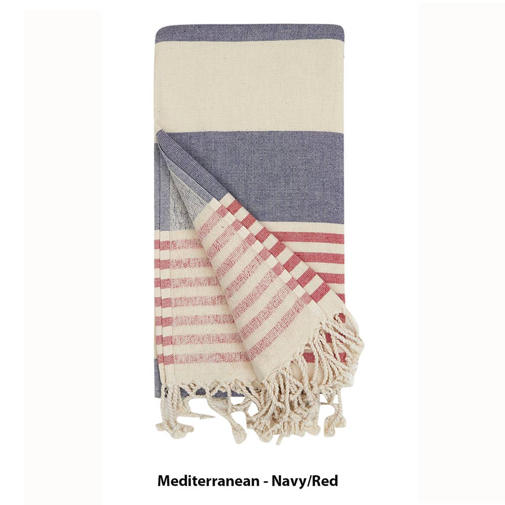 Navy Red Turkish Towels Terryback Beach Bath Patriotic 4july