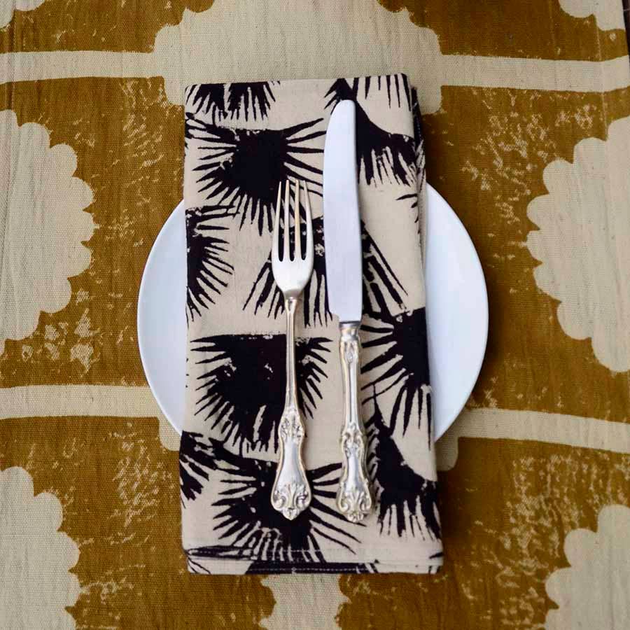 Fern - Black Organic Cotton Napkins - Set of 4