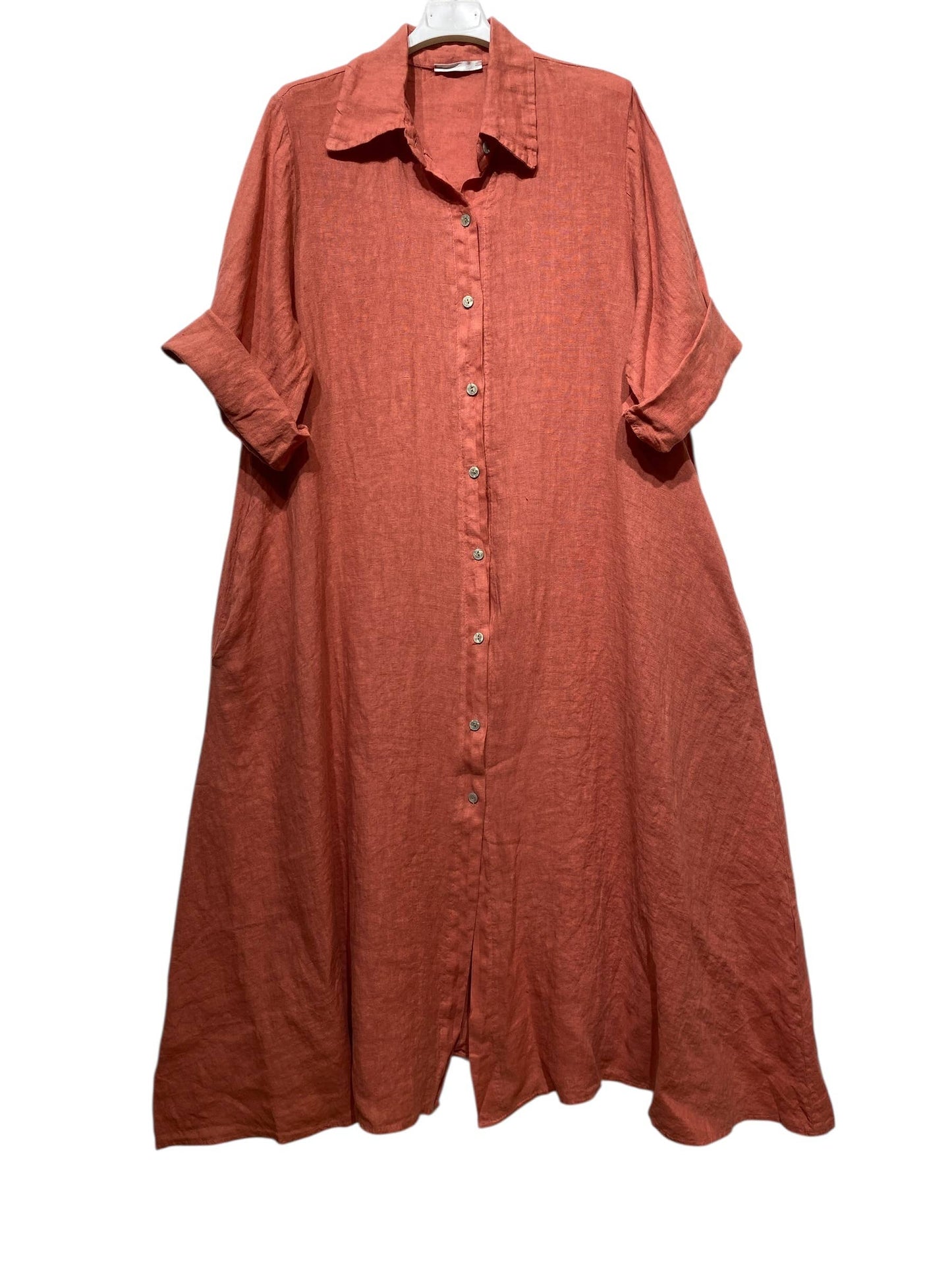 LONG LINEN DRESS WITH POCKETS