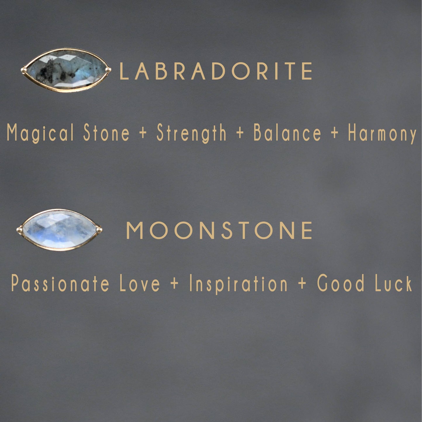 Brass Open Marquise w/ Semi Precious Stone