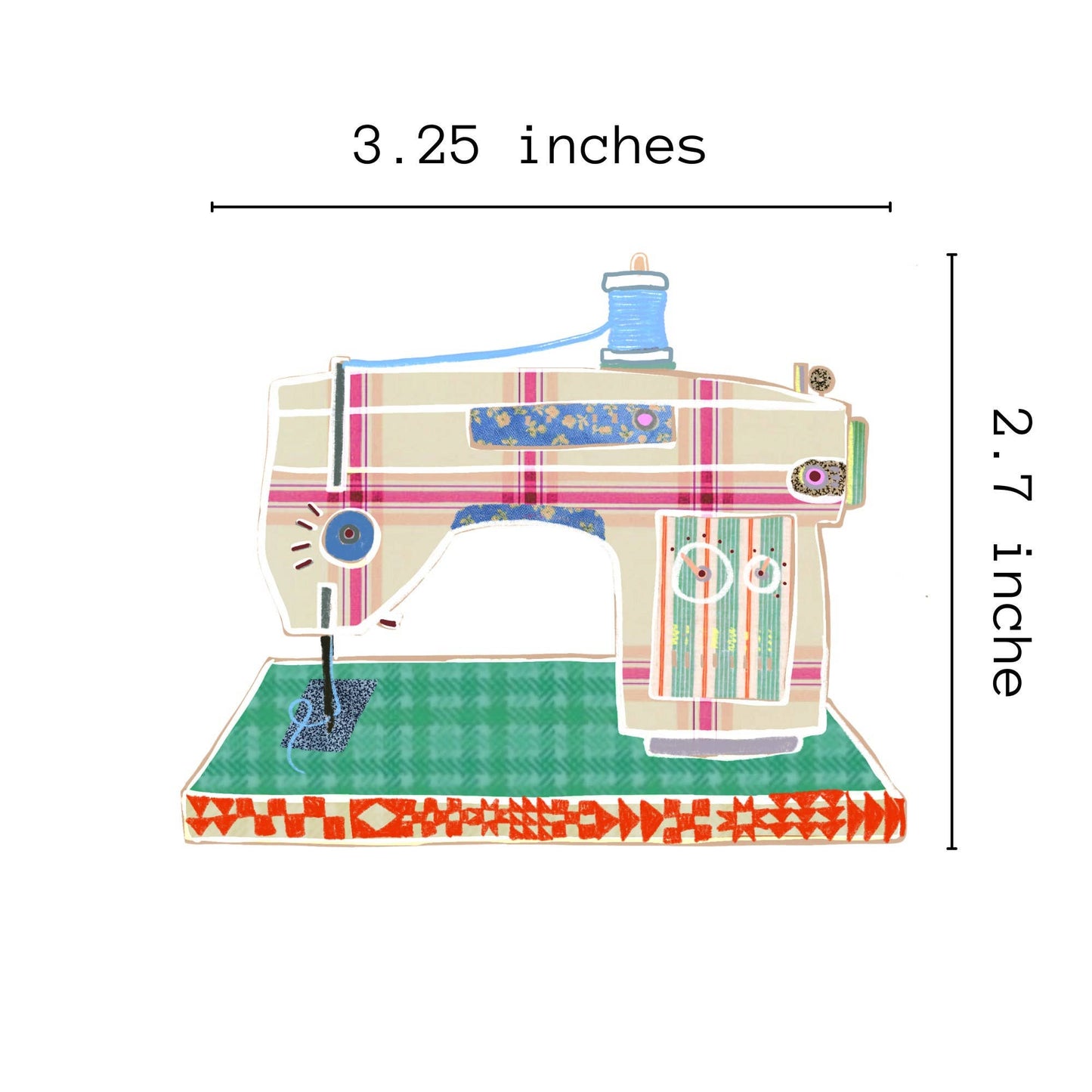 Retro Sewing Machine Vinyl Stickers, Quilt Sewing Sticker