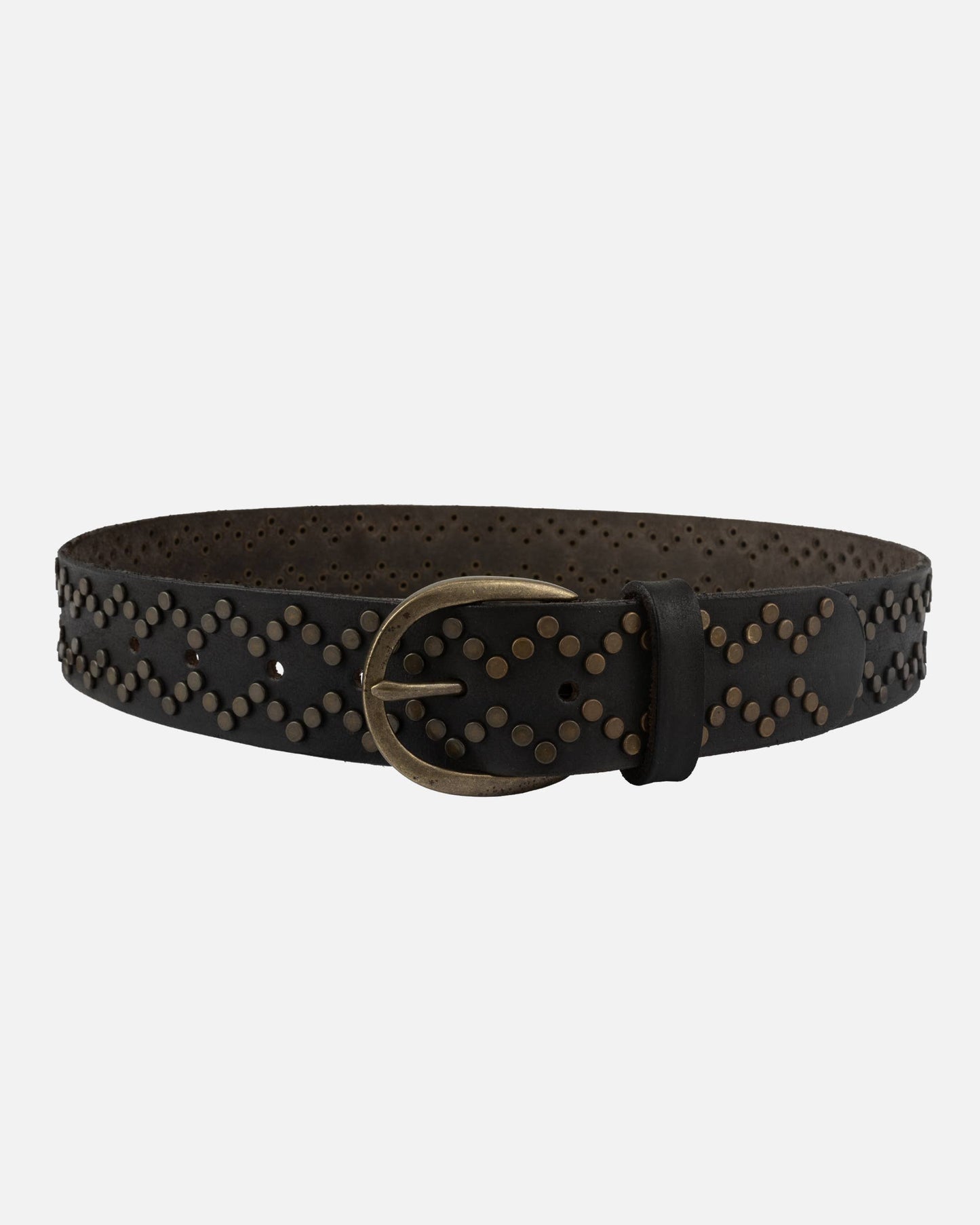Demi | Oval Buckle Leather Studded Belt