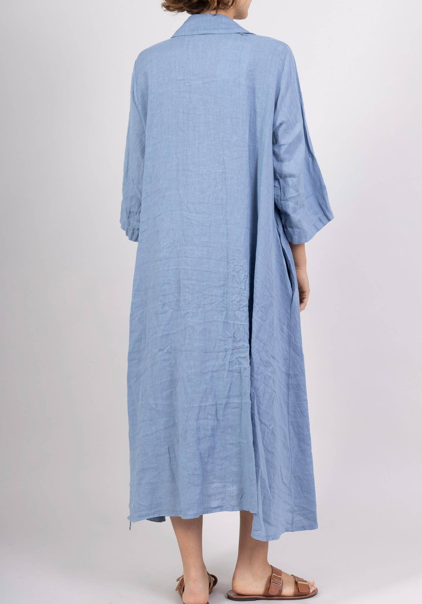 LONG LINEN DRESS WITH POCKETS