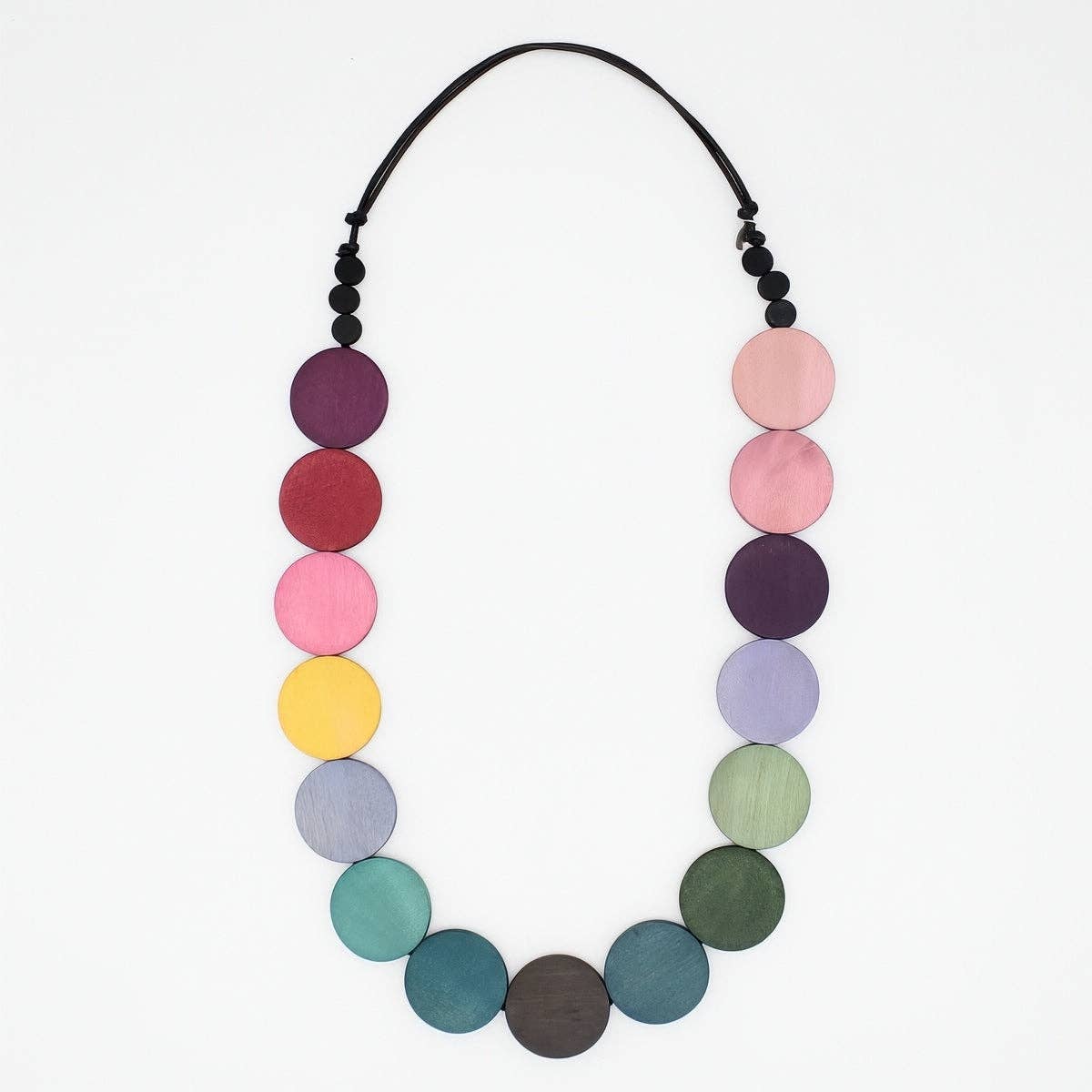 Wood Dark Multi Bead Statement Necklace