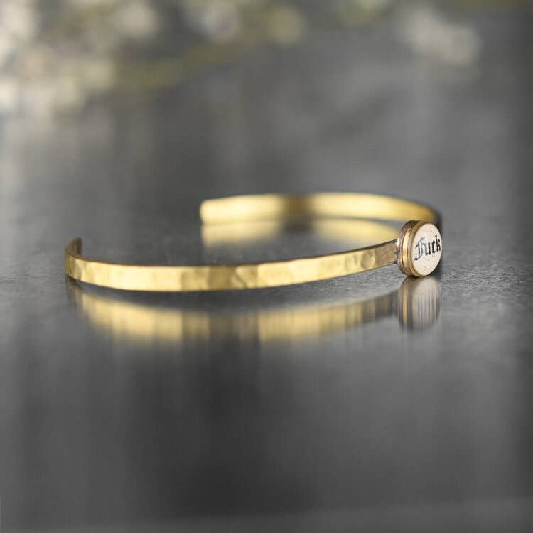 Thin Brass Cuff w/ Picture Image (Fuck)