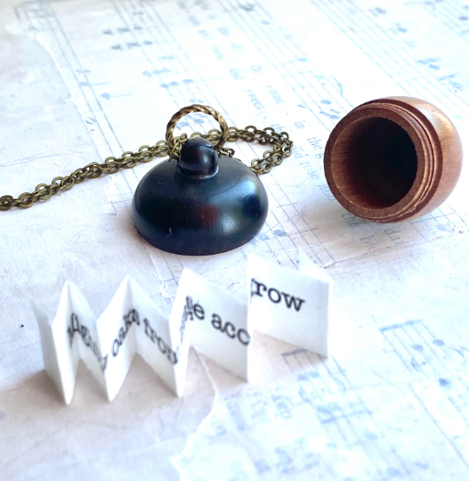 Acorn Locket Necklace Wood Acorn Keepsake Box 22 inch chain