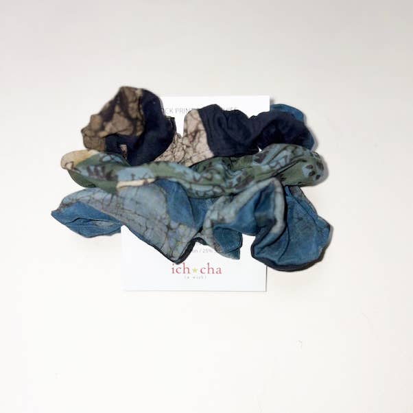 Set of 3 Cotton Silk Scrunchies Handmade Hair Ties (S, M, L)