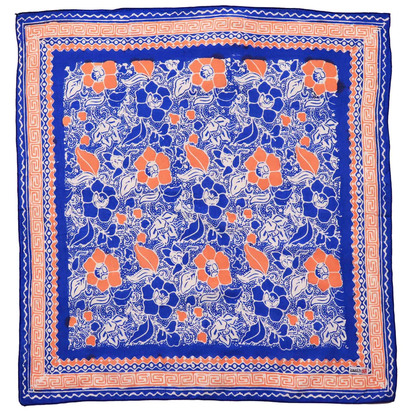 Hand Dyed Batik Bandana, 100% Soft Cotton, Sunset Sky, Blue, Orange