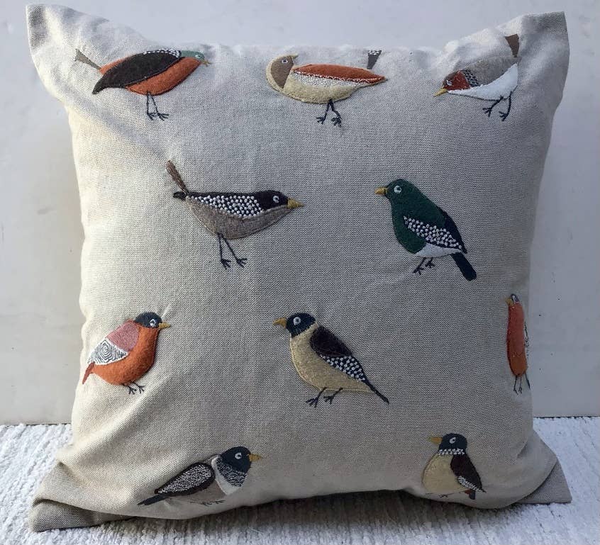 Pillow Applique/Embo 16" Ten Birds