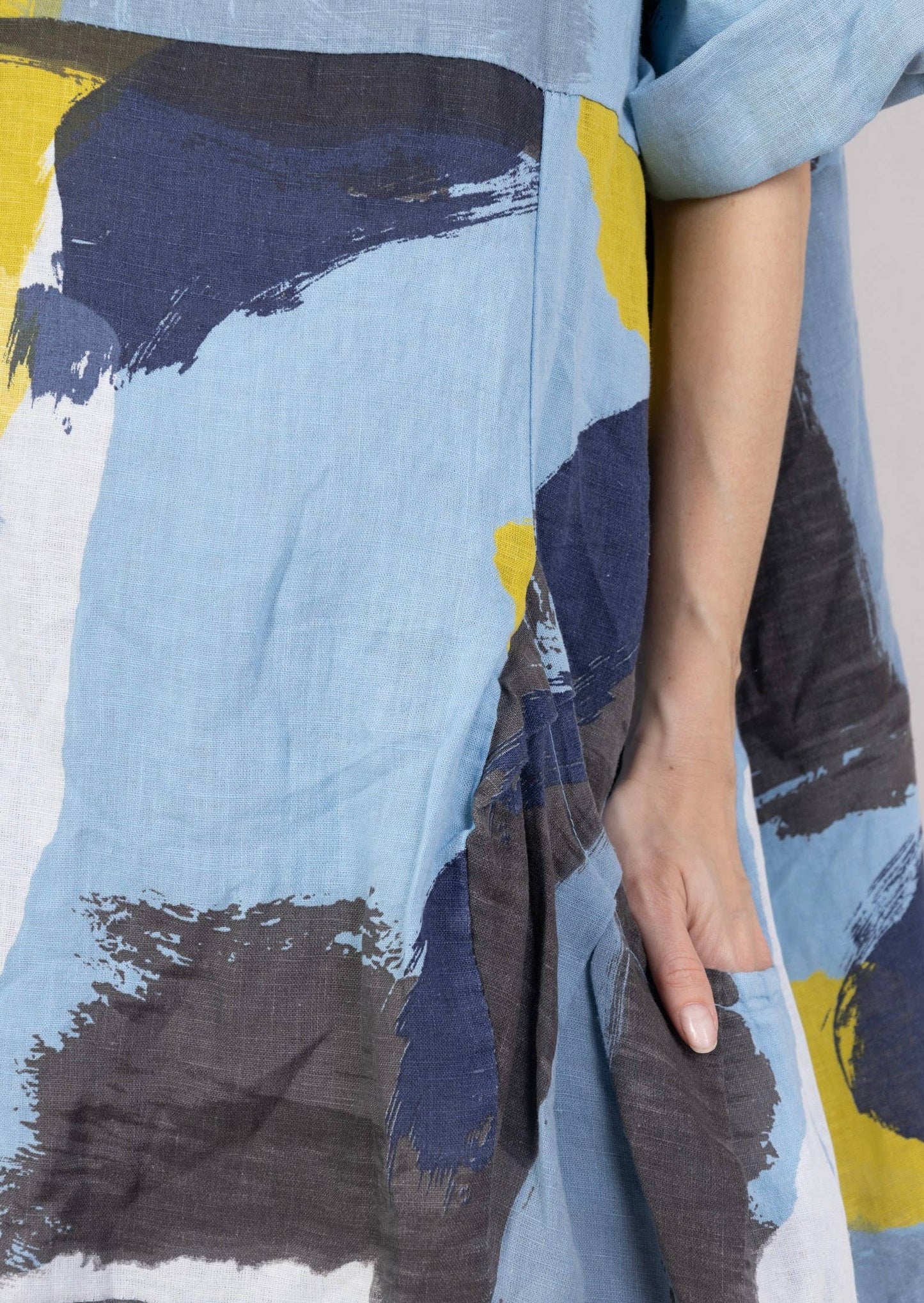 LINEN DRESS 0423 SPRING SUMMER CLOTHING ABSTRACT PATTERN