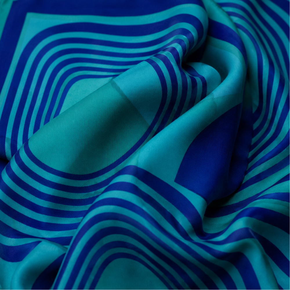 Ripple Scarf | 100% Silk Bandana | Women's Turquoise Scarf