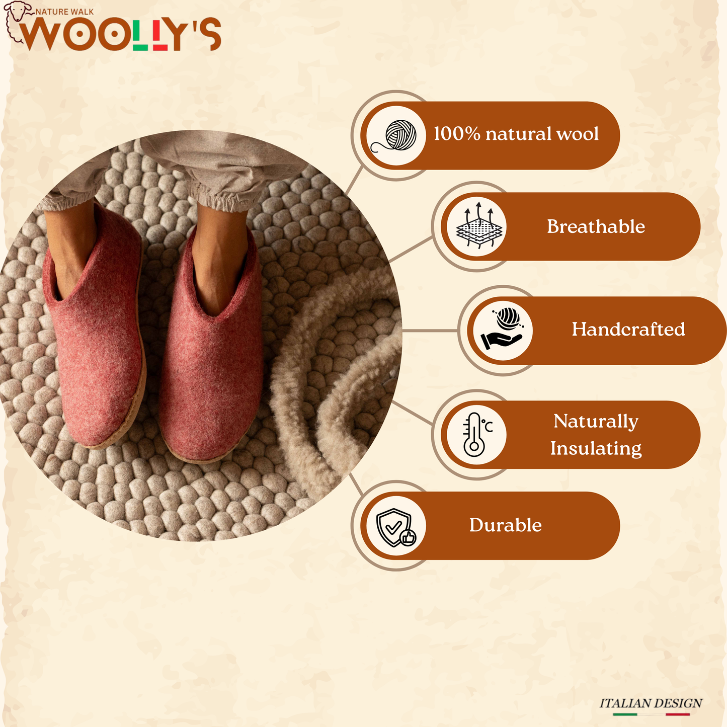 Indoor Open Heel Slippers With Leather Sole - Denim