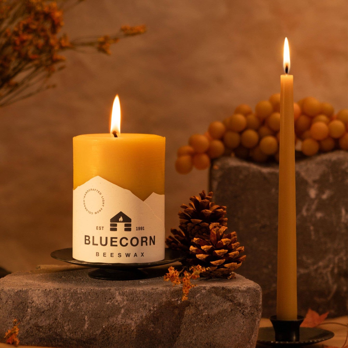 Pure Beeswax Pillar Candles – Handmade in USA
