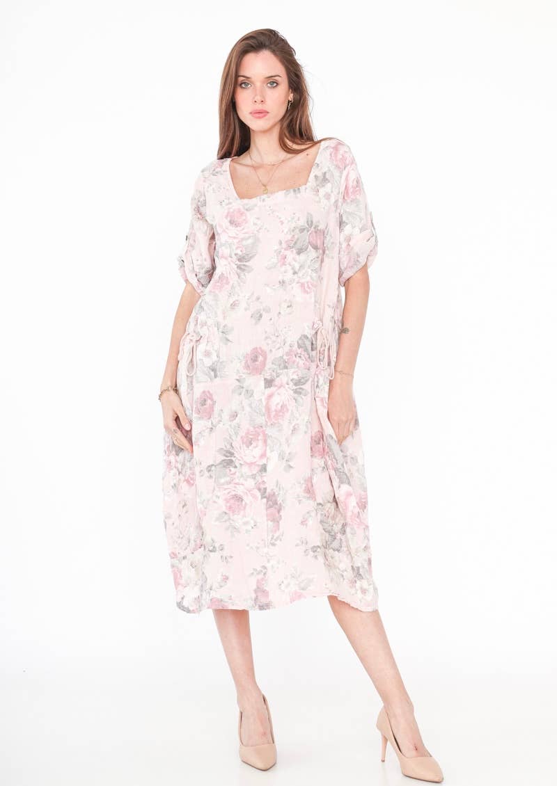 7697 LINEN DRESS, FLORAL SPRING SUMMER CLOTHING