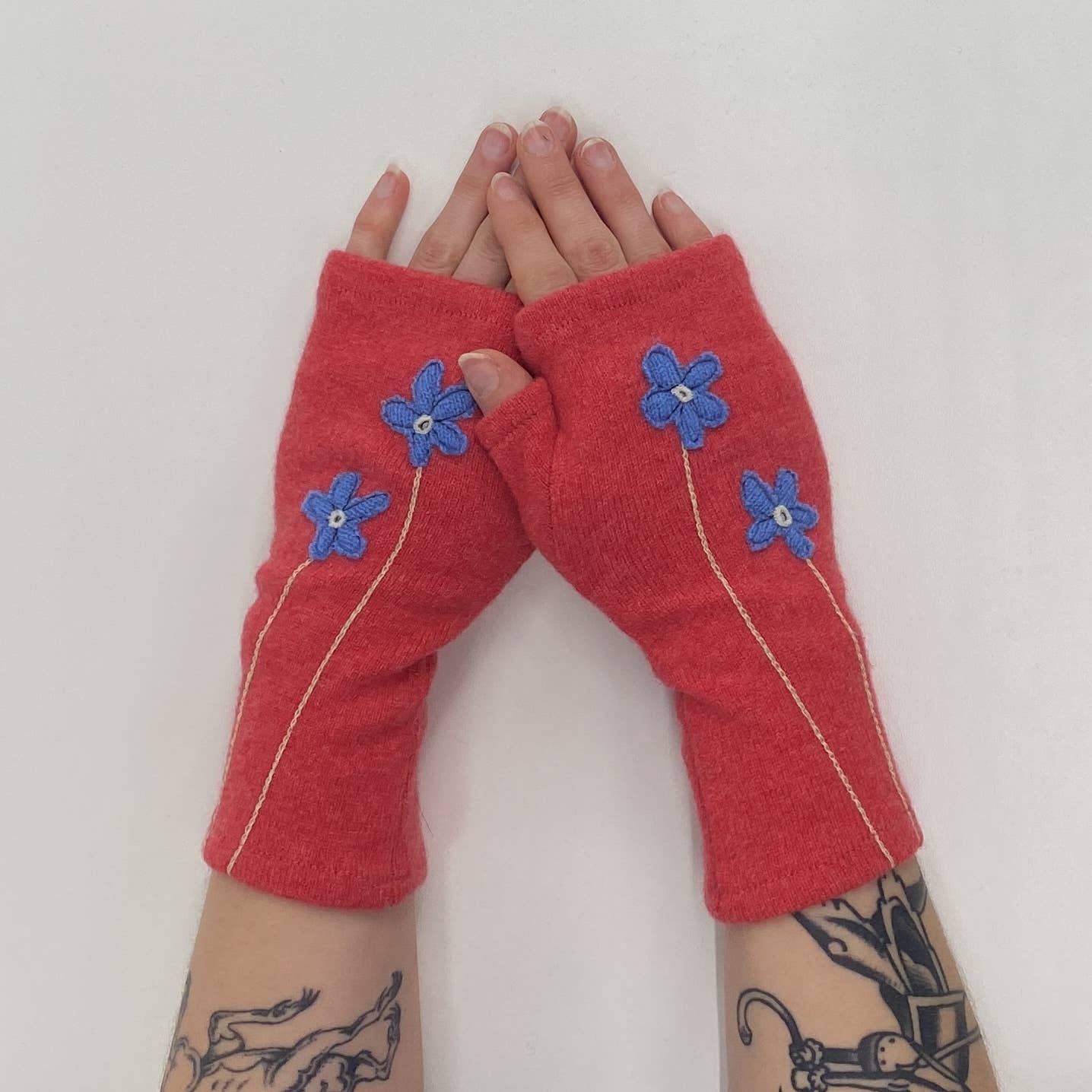 Fingerless Cashmere Gloves-Wildflower