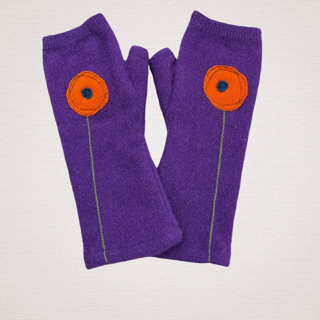Fingerless Cashmere Gloves-Poppy