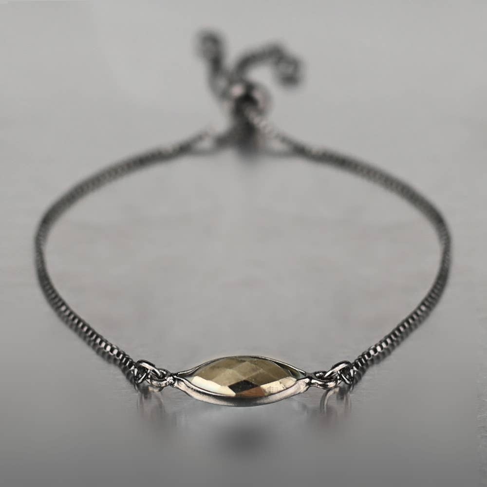 Pyrite Bracelet Adjustable (Gunmetal)