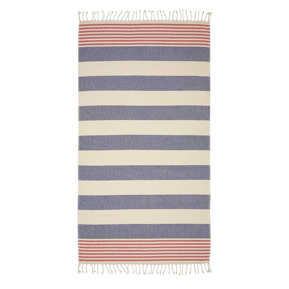 Navy Red Turkish Towels Terryback Beach Bath Patriotic 4july