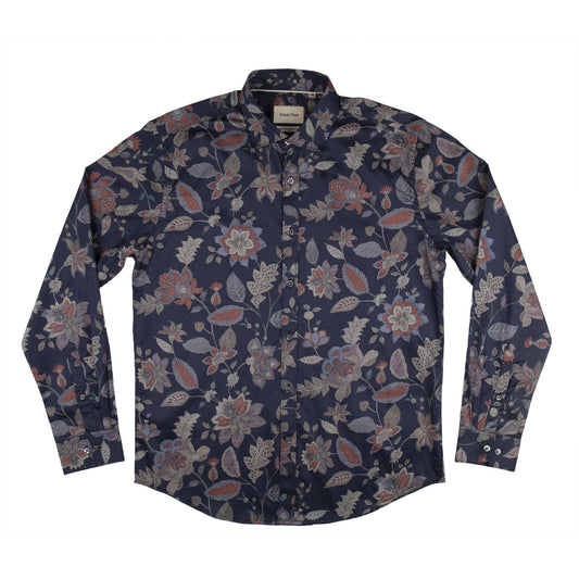 Grid Pattern Floral Long Sleeve