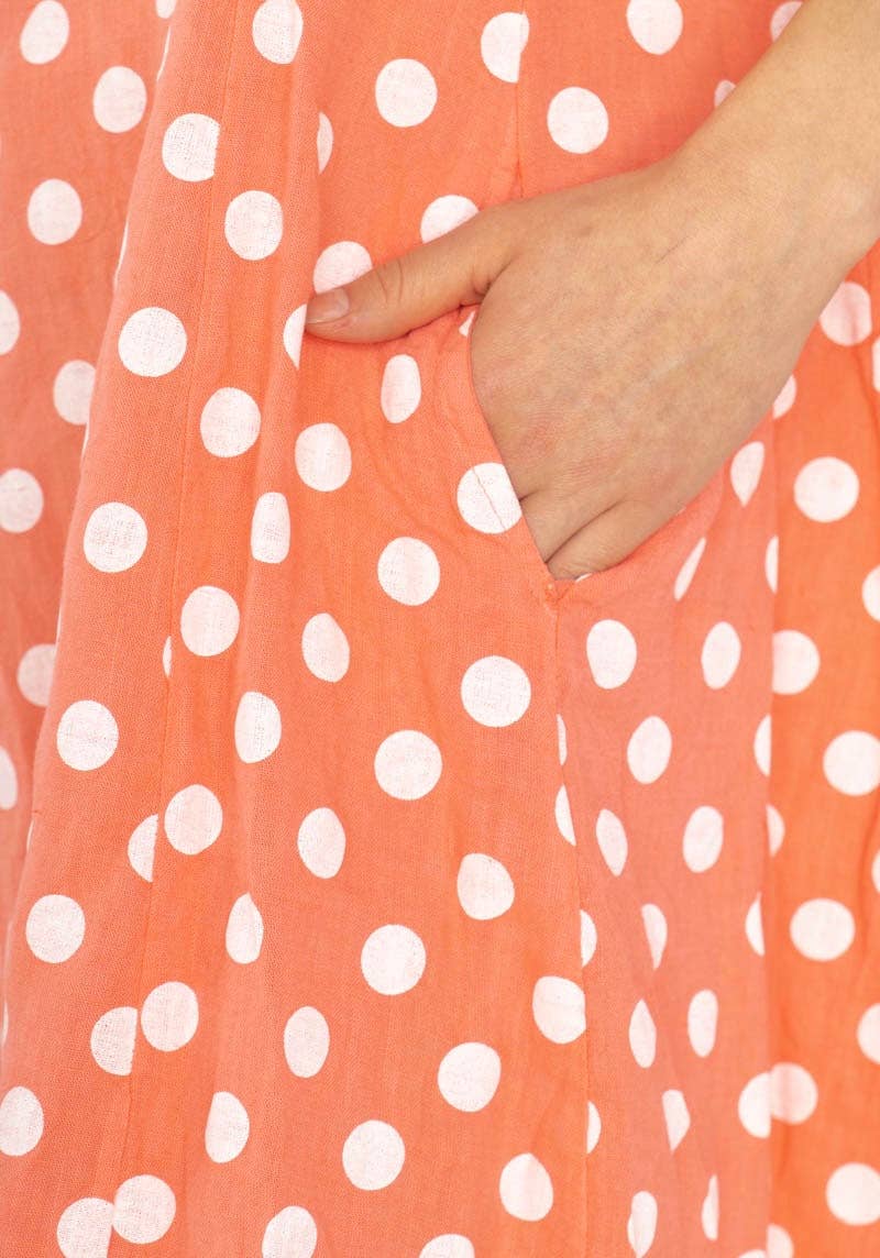 322 POLKA DOT DRESS IN LINEN SPRING SUMMER CLOTHING