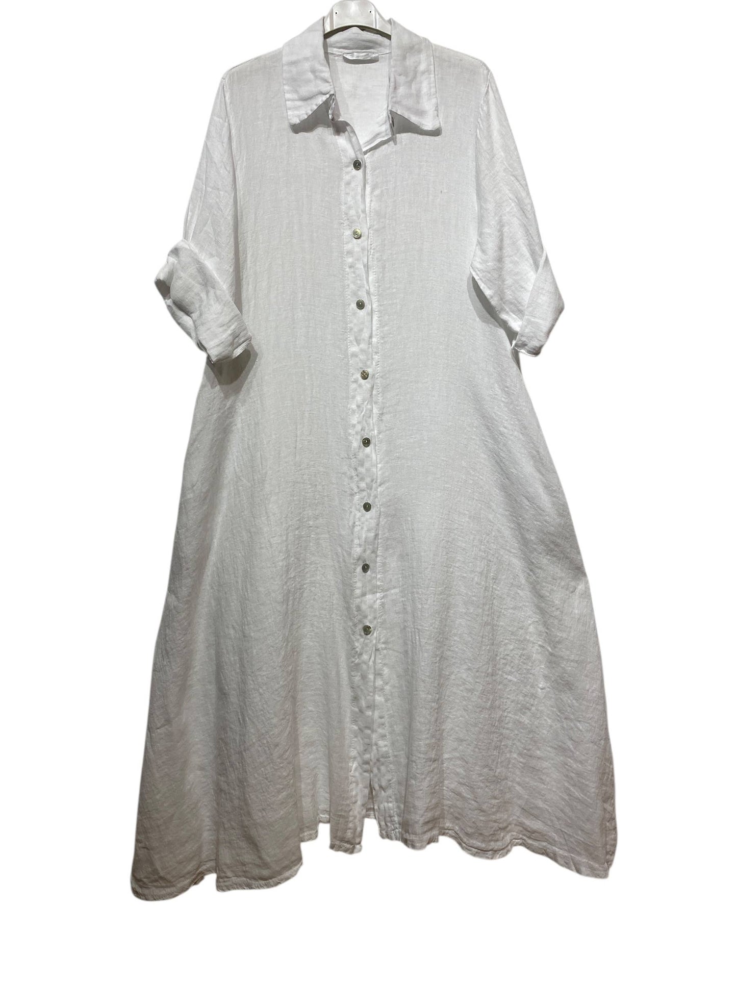 LONG LINEN DRESS WITH POCKETS