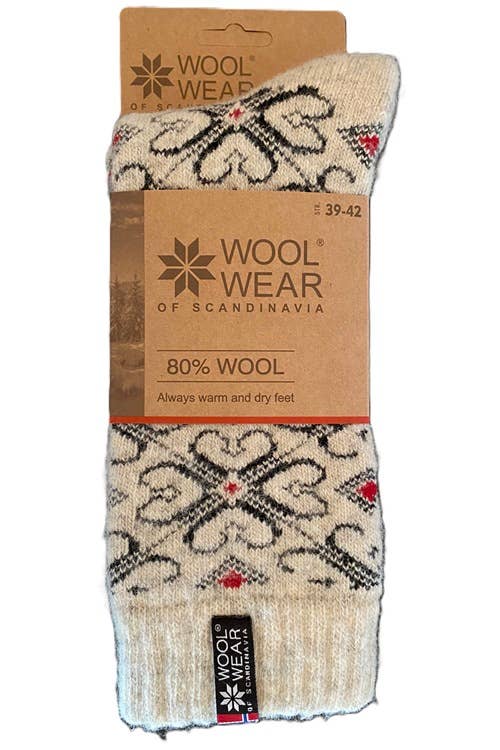 Wool Wear of Scandinavia Nordic Hearts  Wool Socks WW104