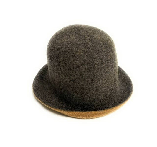 21S-0564 Boiled Wool Flat Knit Reversible Cloche Hat