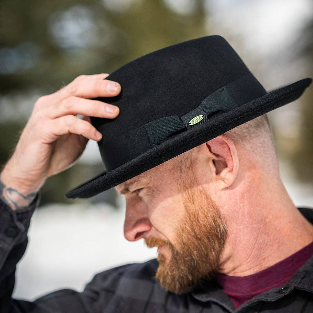 Mens Winter Wool Felt Crushable Fedora Hat- Bristol