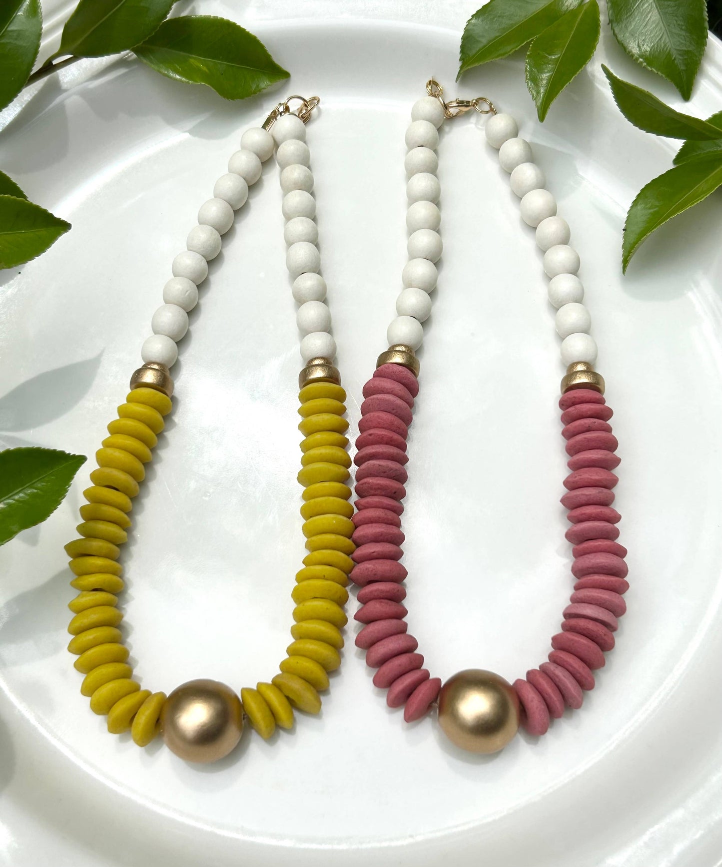 Yellow beaded statement collar necklace ashanti beads