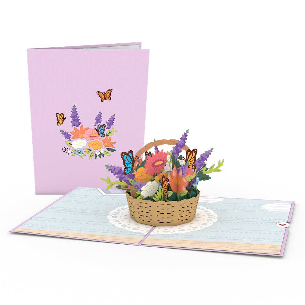 Flower Basket Card, 5x7" Pop-Up Cards, Vintage