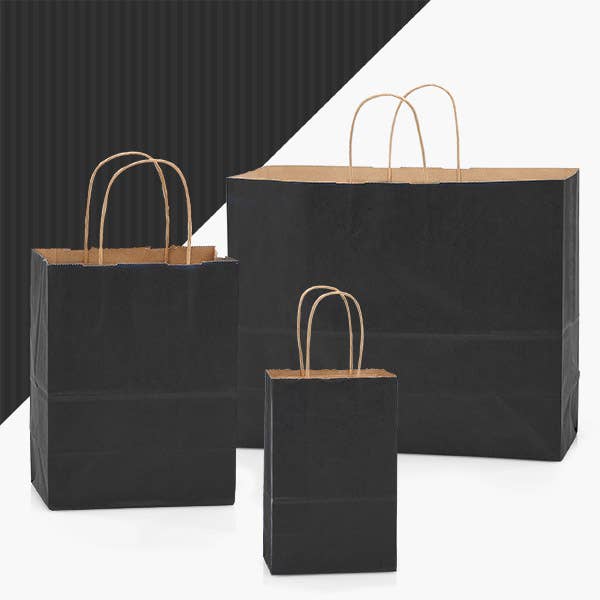 Recycled Shadow Stripe Kraft Paper Retail Shopping Bags