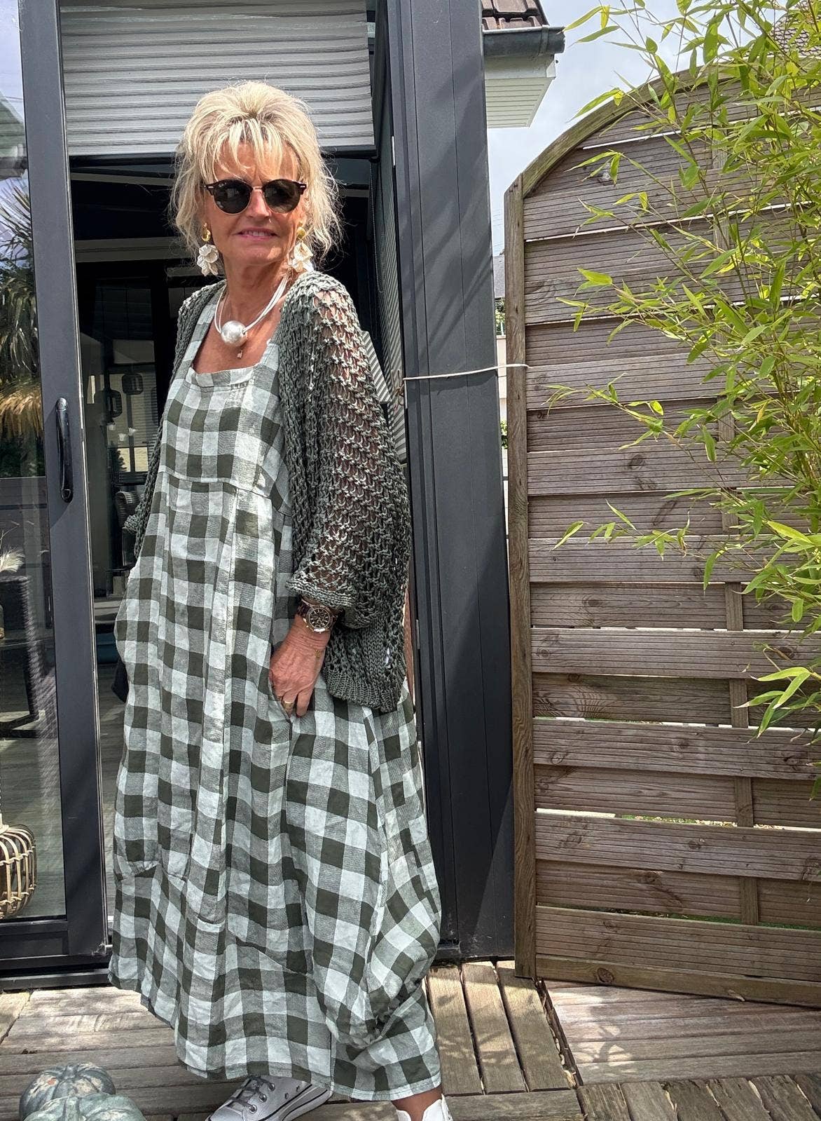 322 LINEN DRESS WITH VICHY CHECKS: CACCIU