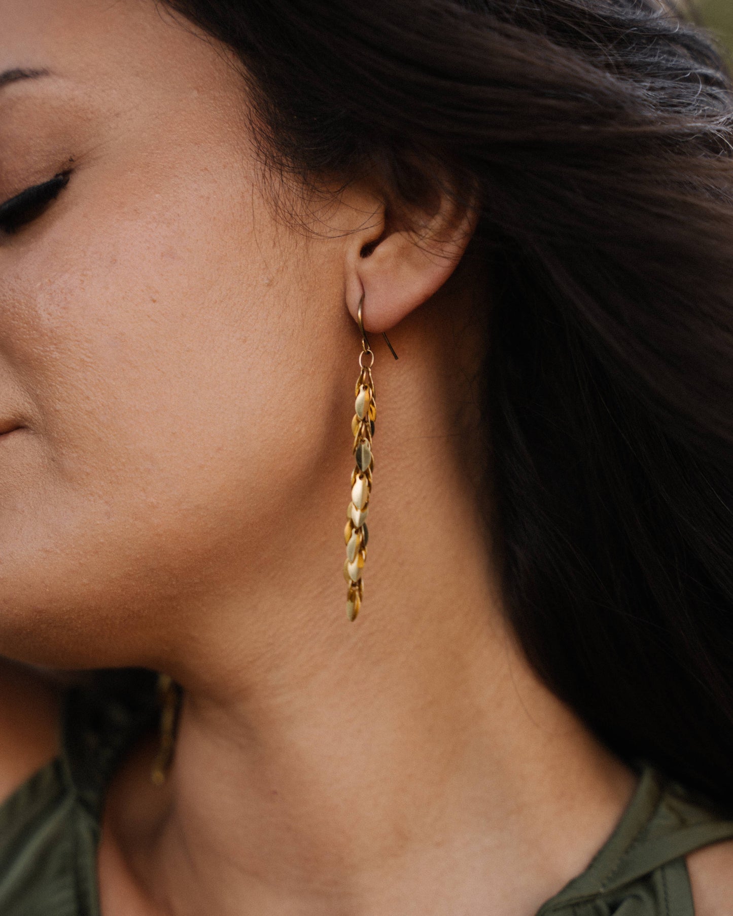 Garland Leaf Chain Long Earring